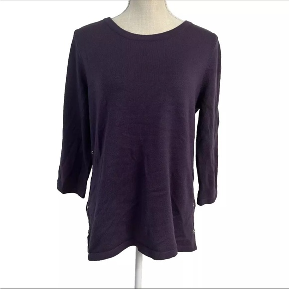 New York & Company Sweaters - New York Company Sweater 3/4 Sleeve Crew Neck Knit Grommet Side